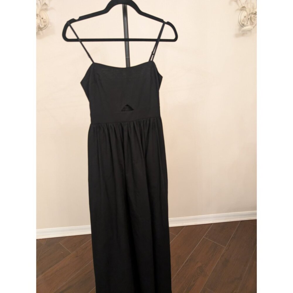 #271 Cotton Sleeveless Pockets Cutout Long Dress - Picture 2 of 4